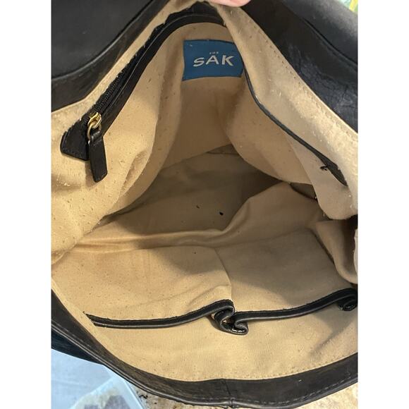 The Sak Black Leather Shoulder Bag‎ Hobo Boho Handbag - Picture 7 of 9